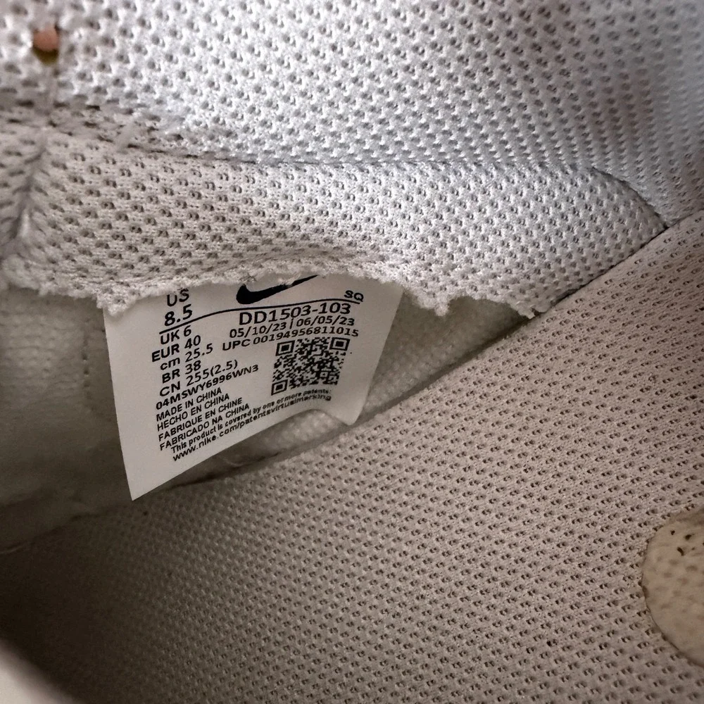 Nike‎ Dunk Low Grey Fog White Leather Sneakers DD1503-103 Womens 8.5